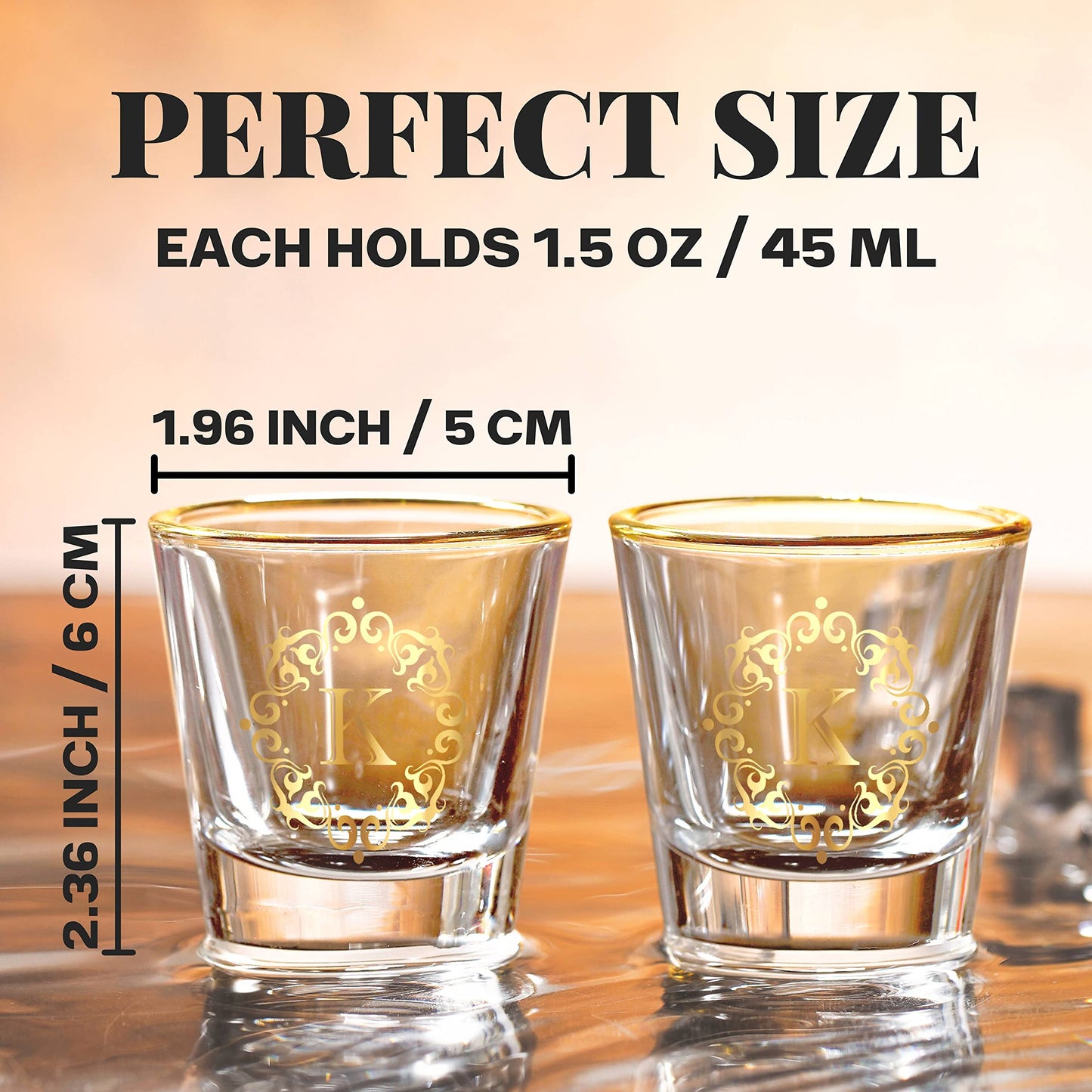 Personalized Shot Glass Set, Custom Gifts for Tequila, Vodka, or Whiskey Lovers, Birthday, Christmas Gifts for Him, Her, 2 Pack, with Initial J