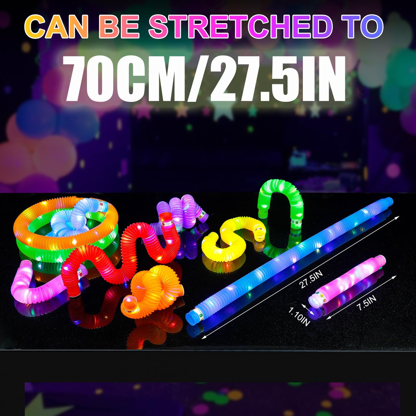 UrChoice Glow Sticks,8PCS LED Pop Tubes Party Favors,Glow Necklaces Bracelets, Light up Camping Toys ,Imaginative Play,Birthday Wedding Decorations,Tons of Ways to Play