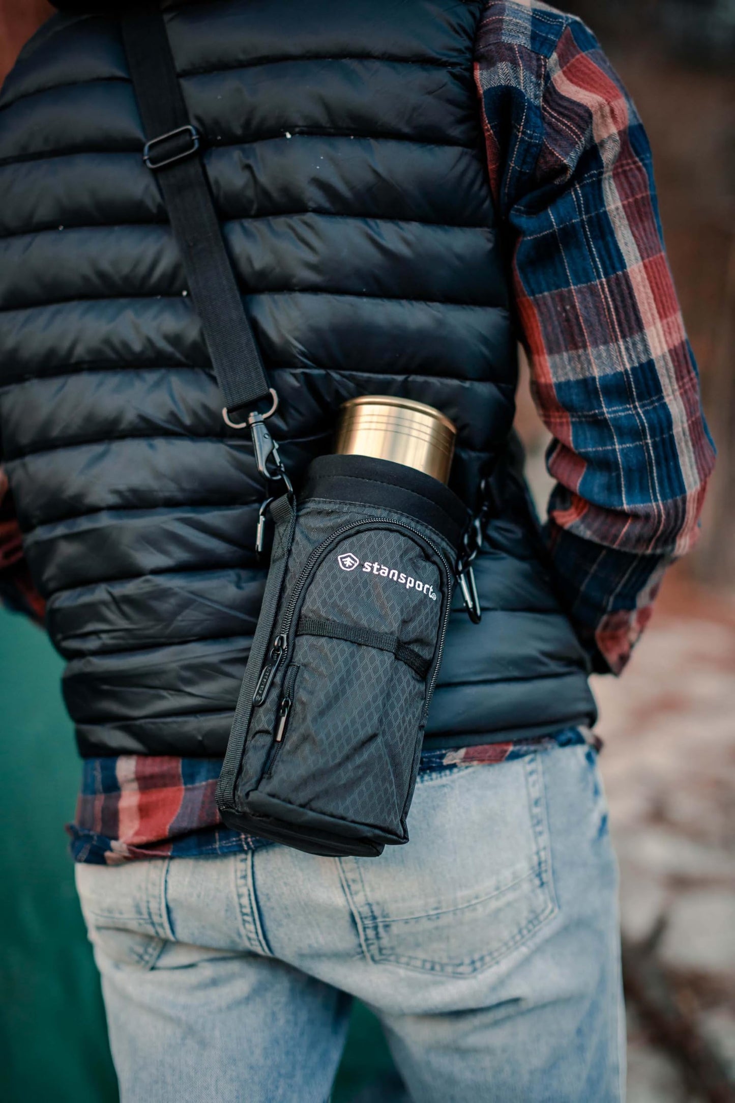 Stansport Insulated Bottle Carrier with Strap (1008-20) - Perfect for Tumblers and Water Bottles 32oz and 40 oz - Black