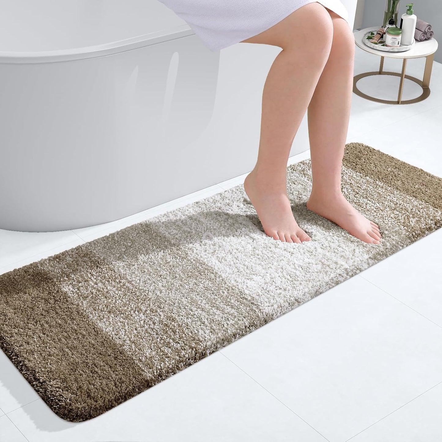 OLANLY Bathroom Runner Rug - Extra Soft Microfiber Mat | Quick Dry, Washable, 47x17 Inches, Coffee Color