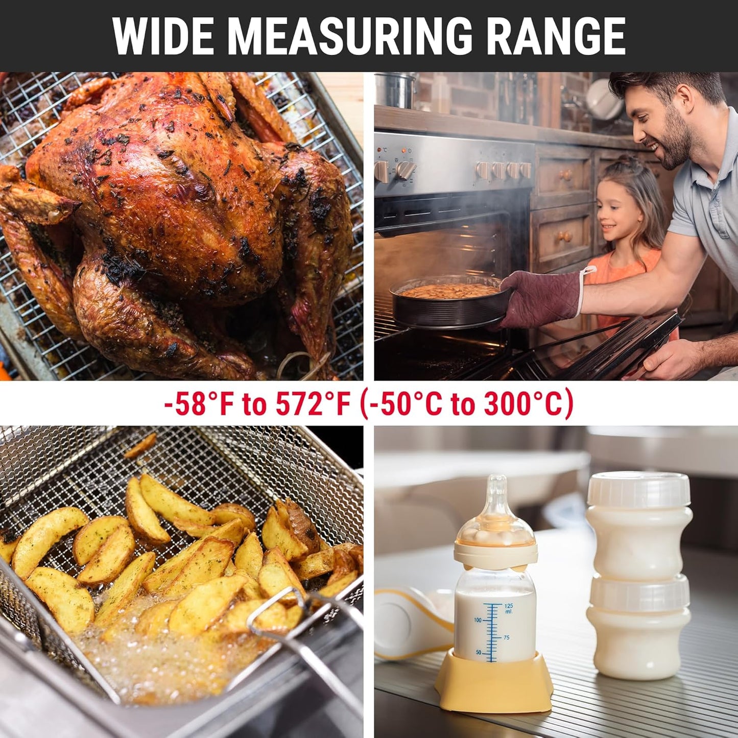 TempPro Digital Meat Thermometer - Instant Read with Backlight for Cooking, BBQ, and Candy