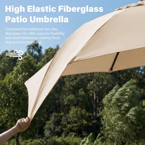 JEAREY 9FT Outdoor Patio Umbrella - Market Table Umbrella with Tilt & Crank | UV Protection, Beige