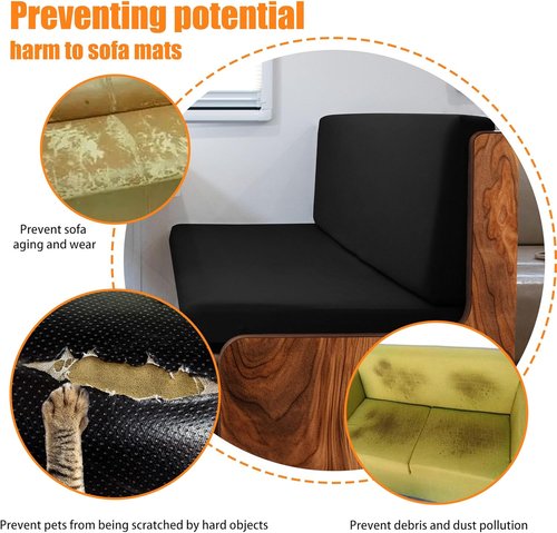 BIETYONE RV Dinette Cushion Covers - Stretchable Slipcovers for Camper Furniture | 2 Backrest & 2 Bench Covers (Black)