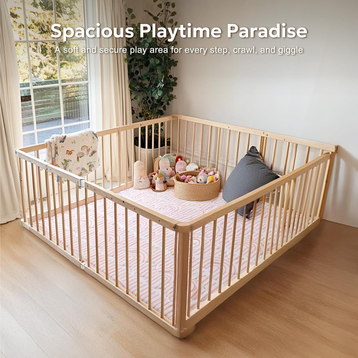Mallify Baby Play Mat - Non-Slip 50"x50" Soft Crawling Mat for Infants & Toddlers | Portable Pink Design