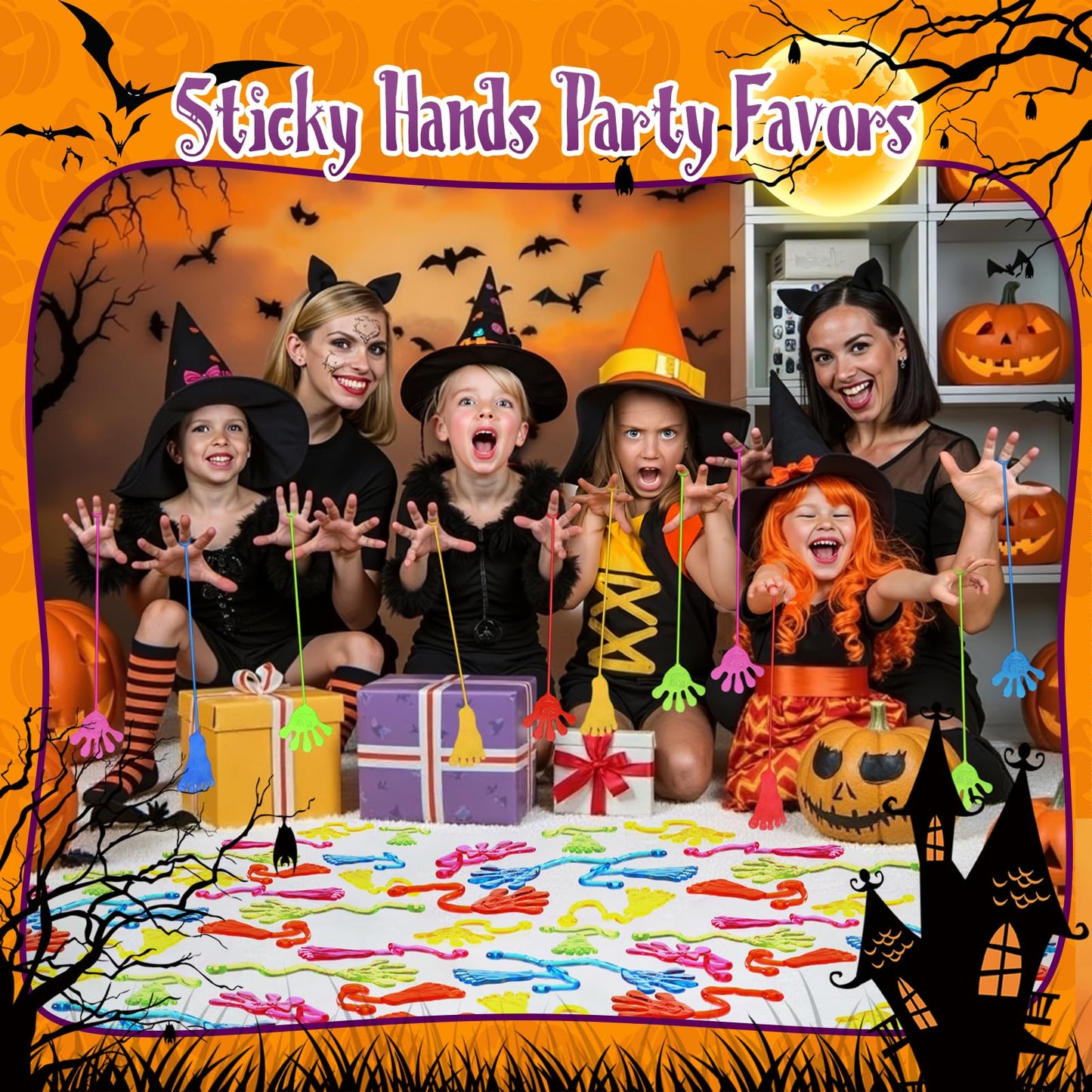 Sticky Hands Bulk 120 PCS Party Favors for Kids 4-8,8-12 Year Stretchy Sticky Hand Feet Goodie Bags Stuffers for Kids Treasure Box Toys for Classroom Small Mini Prizes Trinkets Pinata Stuff
