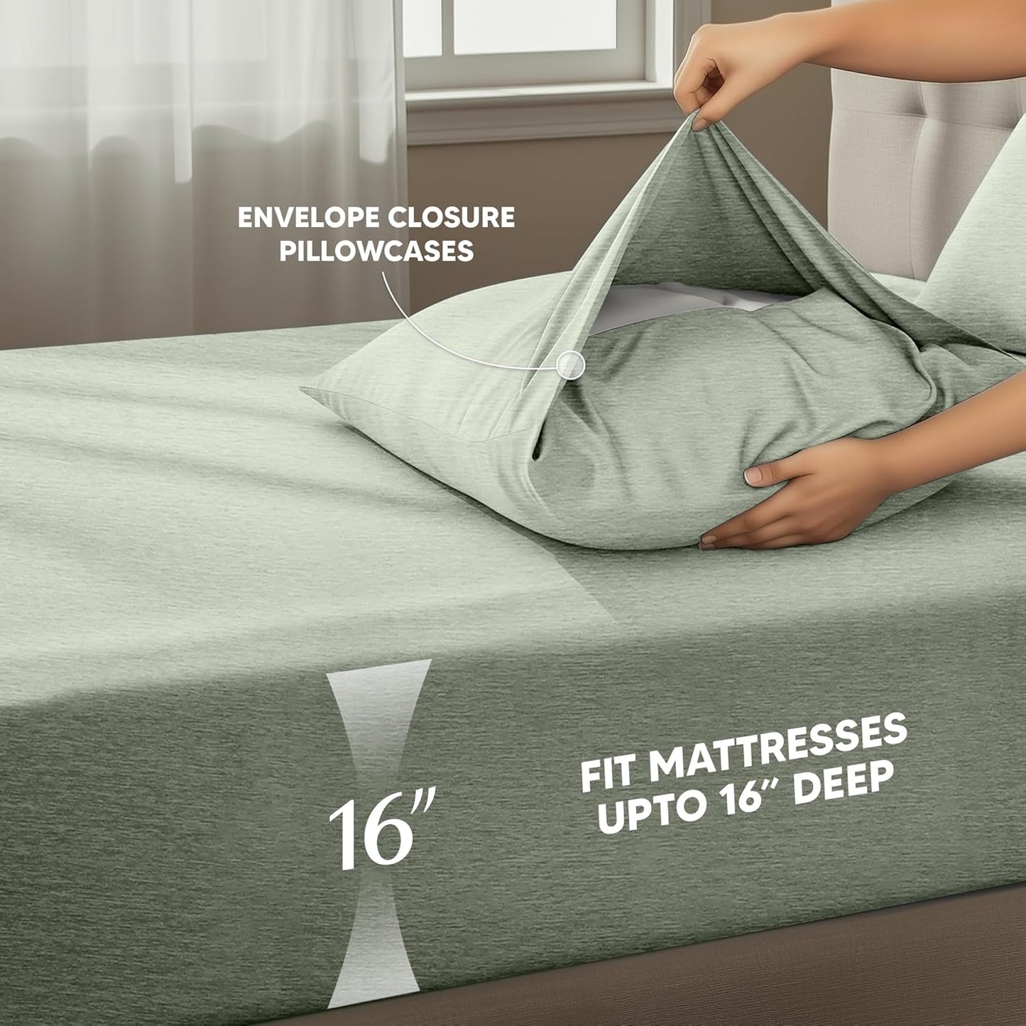 Utopia Bedding Queen Size Sheet Set - Soft, Breathable Microfiber, 4-Piece in Heather Sage