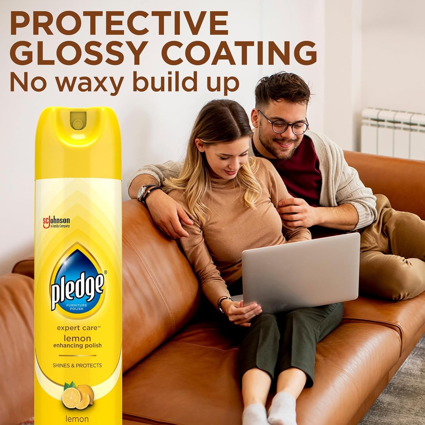 Pledge Enhancing Polish Spray - Wood & Stainless Steel Cleaner | Fast Shine & Scratch Protection, 9.7oz - Lemon Scent