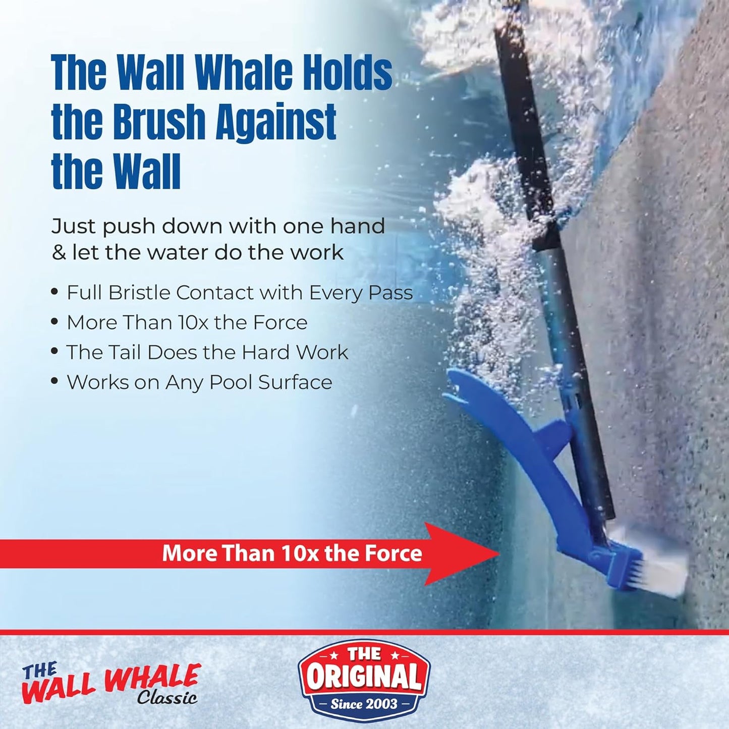 Wall Whale 18" Swimming Pool Brush - Efficient Cleaning Tool for Sparkling Pools