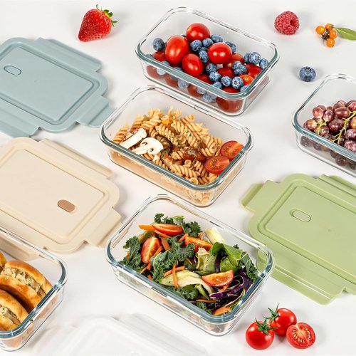 Glass Meal Prep Containers by [Brand Name] - 25oz Borosilicate Food Storage with Airtight Lids | BPA-Free, Microwave & Oven Safe