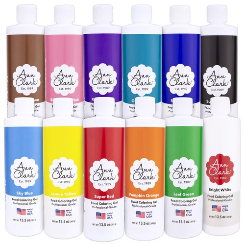 Ann Clark Professional Grade Food Coloring Extra Large 13.5 oz Bottles 12-Color Set