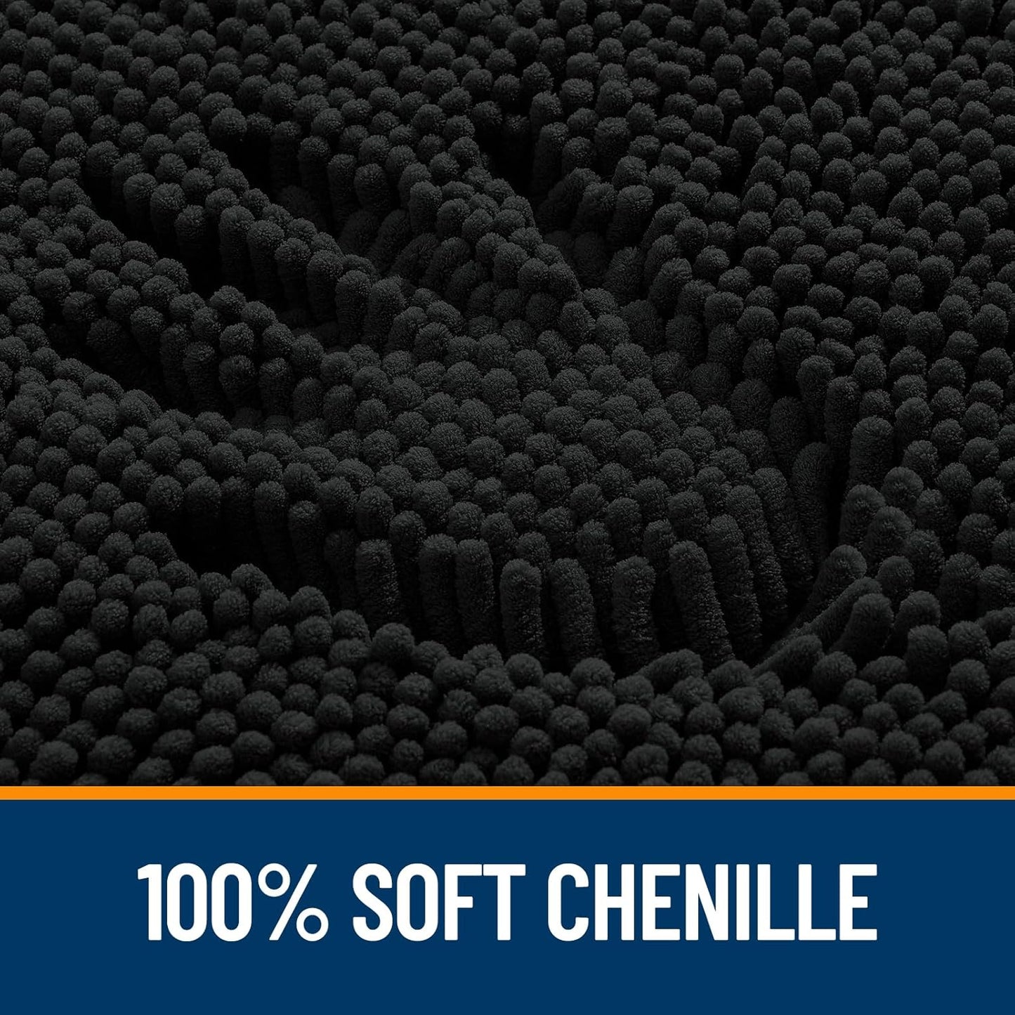 OLANLY Bathroom Rugs - Extra Soft Chenille Bath Mats | Quick-Dry, Machine Washable, 34x21, Black