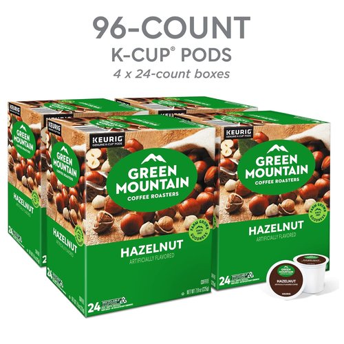 Green Mountain Coffee Roasters Hazelnut Coffee - Light Roast K-Cup Pods, 96 Count for Keurig