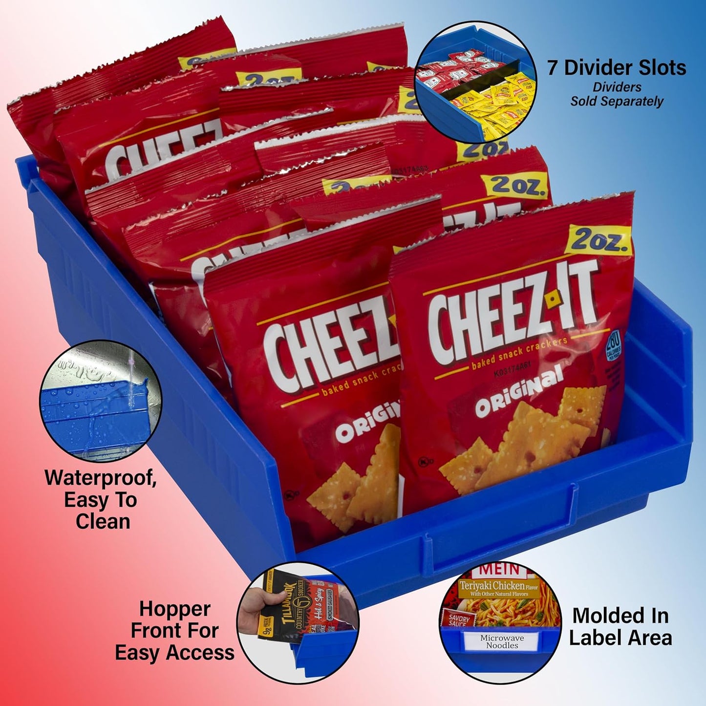 Akro-Mils Heavy Duty Plastic Shelf Bins - 12-Pack for Garage & Closet Organization | 12" x 8" x 4", Blue