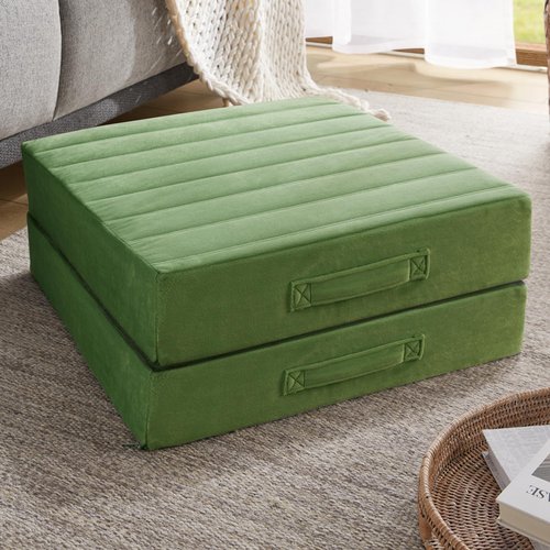 Codi High Density Foam Floor Pillow 2 Sets, Large Meditation Cushions Seating for Adults and Yoga Sitting, Washable Thick Couch Cushion with Soft Tufted Covers - 22 * 22 * 5inch Green