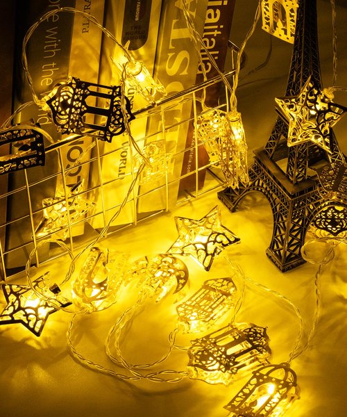 Fussion Ramadan String Lights Decorations 10.3 Feet, 20 LED Battery Operated Eid LED Moon and Star Light, Ramadan Mubarak Lantern for Bedroom, Indoor, Tree, Home Decor