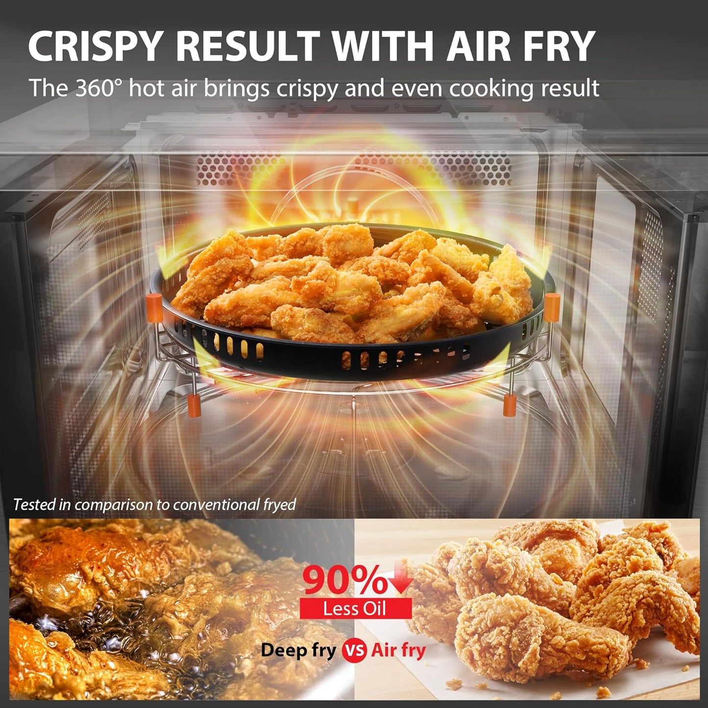 TOSHIBA Air Fryer Combo - 8-in-1 Countertop Microwave Oven with Convection & Mute Function - 1.0 Cu.ft, Black Stainless Steel