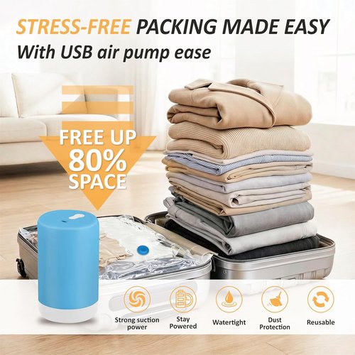 Cozy Essential Vacuum Storage Bags - Space-Saving Travel Solution with Rechargeable USB Pump | 22 Combo for Clothes, Blankets & Bedding