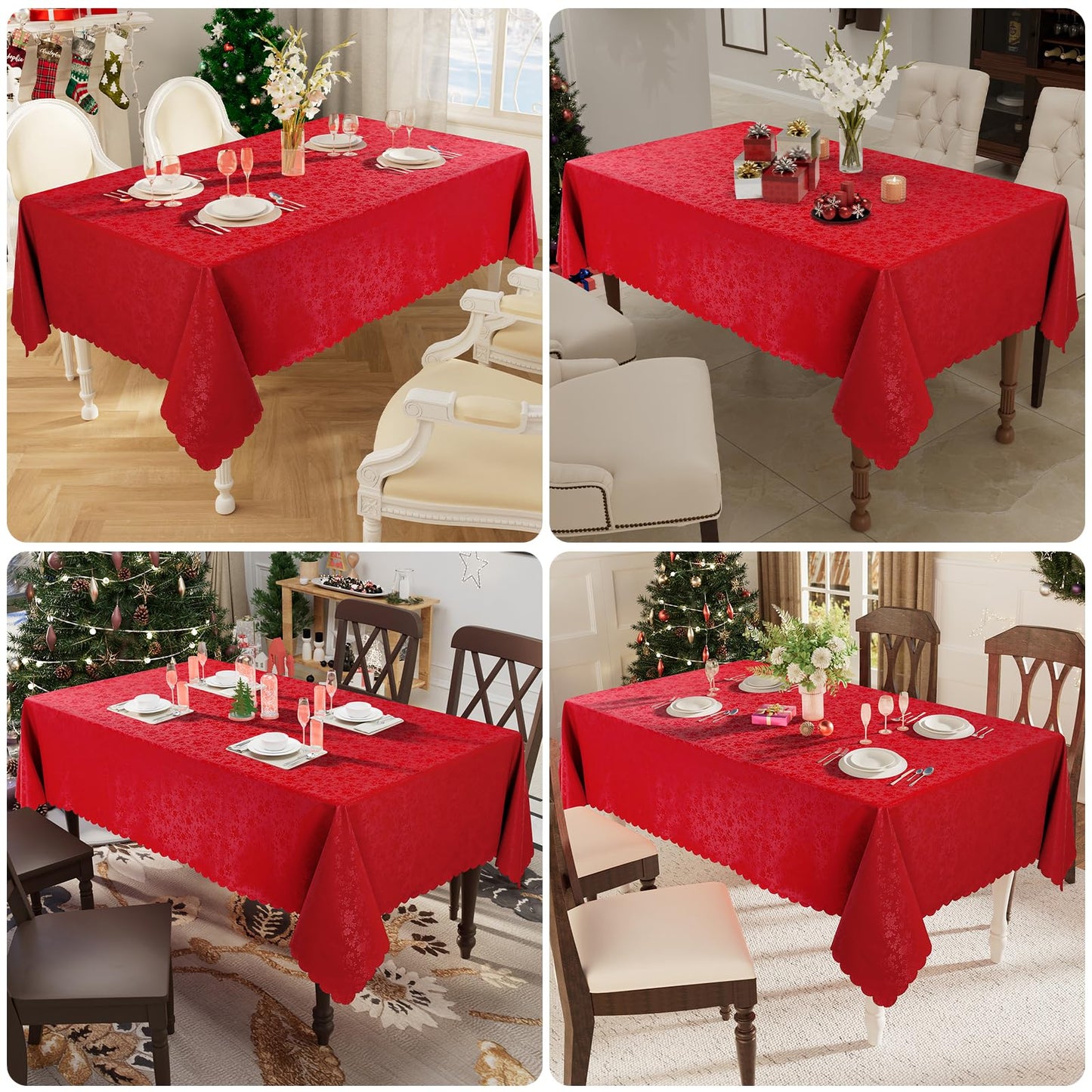 smiry Waterproof Vinyl Tablecloth, Rectangle Heavy Duty Table Cloth, Wipeable Table Cover for Kitchen and Dining Room (Red, 60X102 Inch)