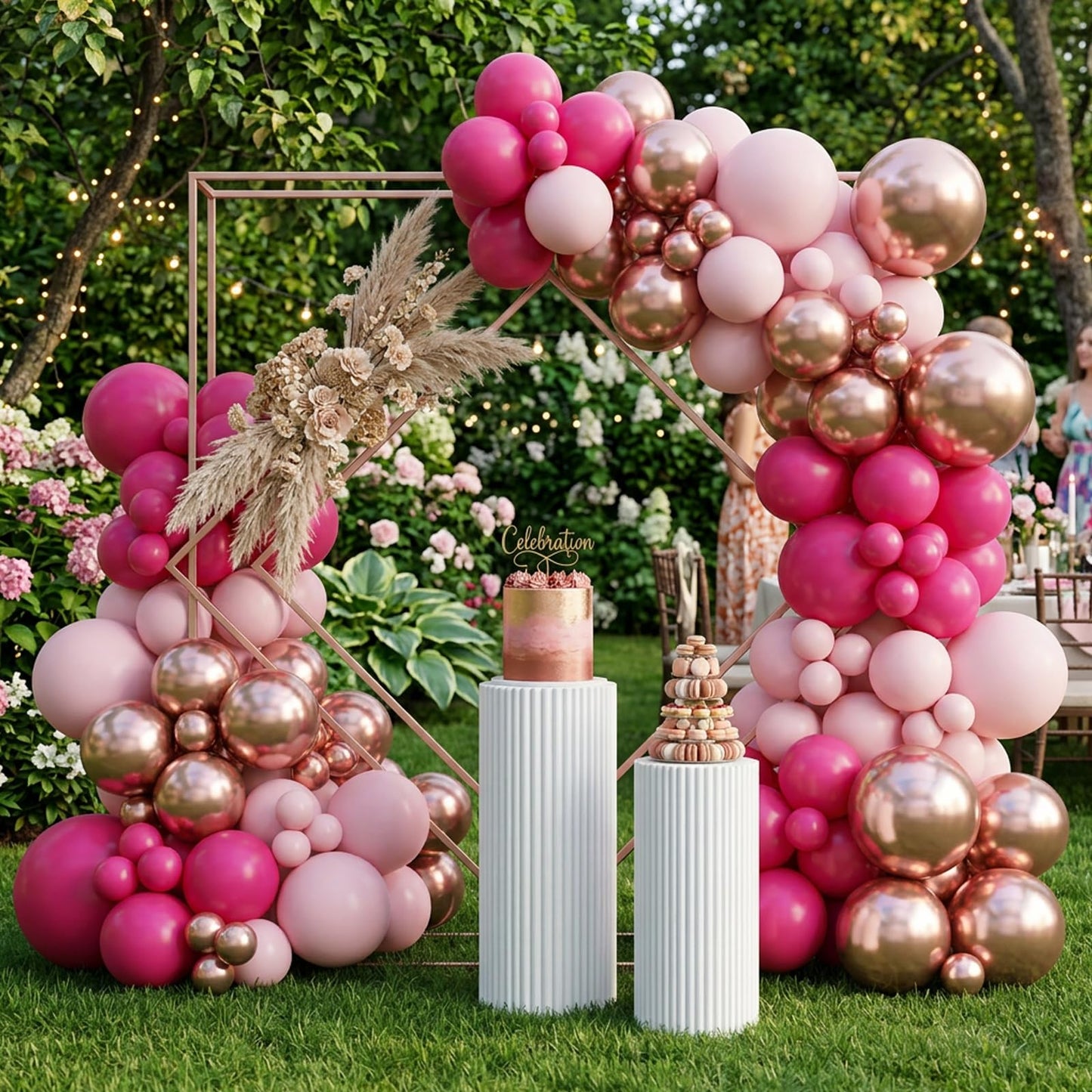 RUBFAC Baby Pink and Hot Pink Balloons 129pcs Different Sizes Pack of 18 12 10 5 Inch, Latex Magenta Pastel Pink Balloon Garland Arch Kit for Birthday Wedding Anniversary Baby Shower Princess Theme