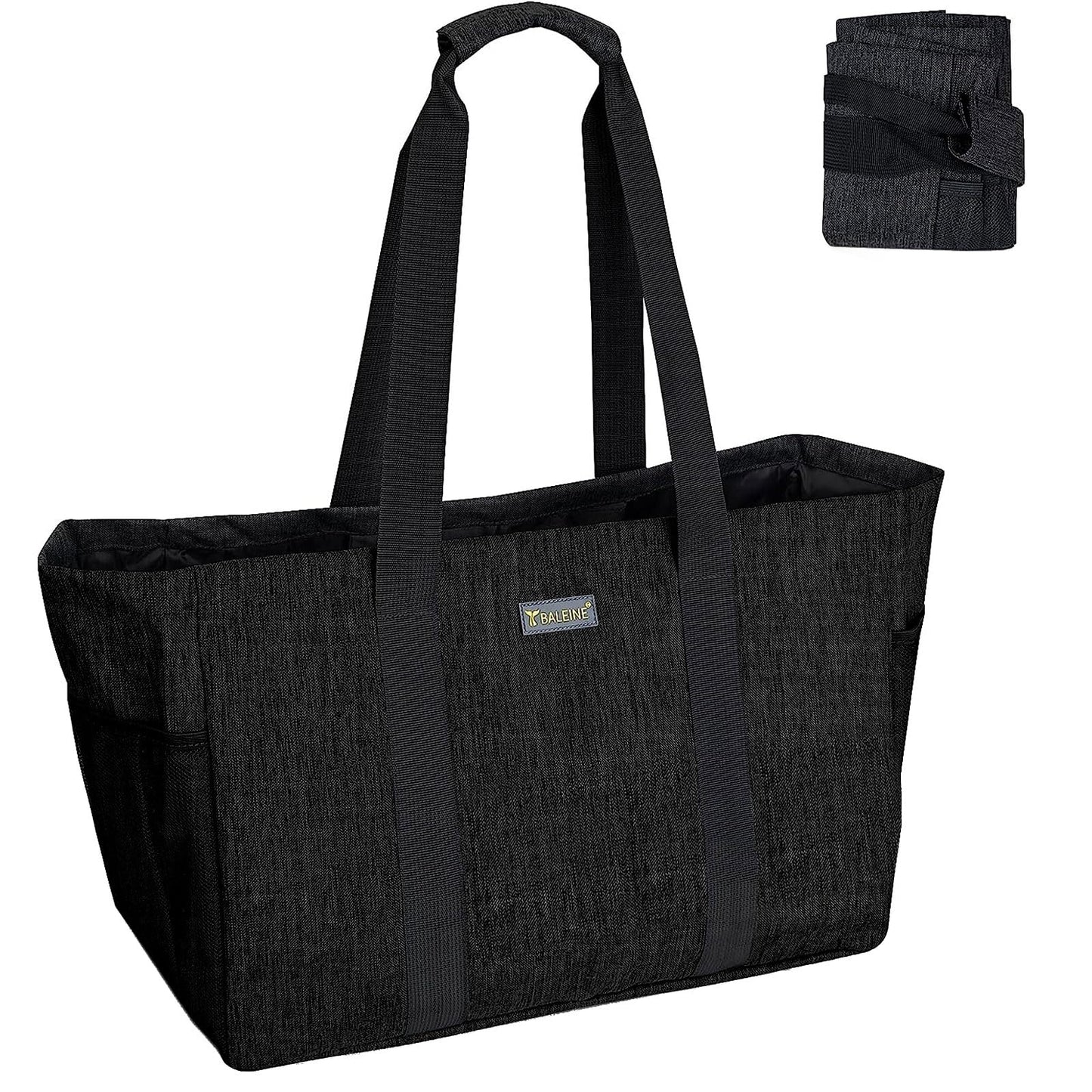BALEINE Soft 9 Gallon Extra Large Utility Tote, Foldable Reusable Storage Bag (Charcoal Black)