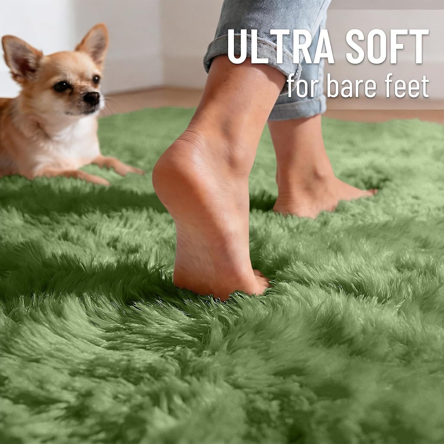 OLANLY 2x8 Soft Fluffy Machine Washable Runner Rug - Stylish Indoor Carpet for Bedroom & Hallway | Green