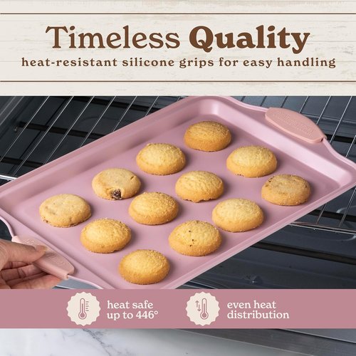 Country Kitchen Nonstick Bakeware Set - Heavy Duty, Easy Release, Stackable Design | Pink, 4 Pieces