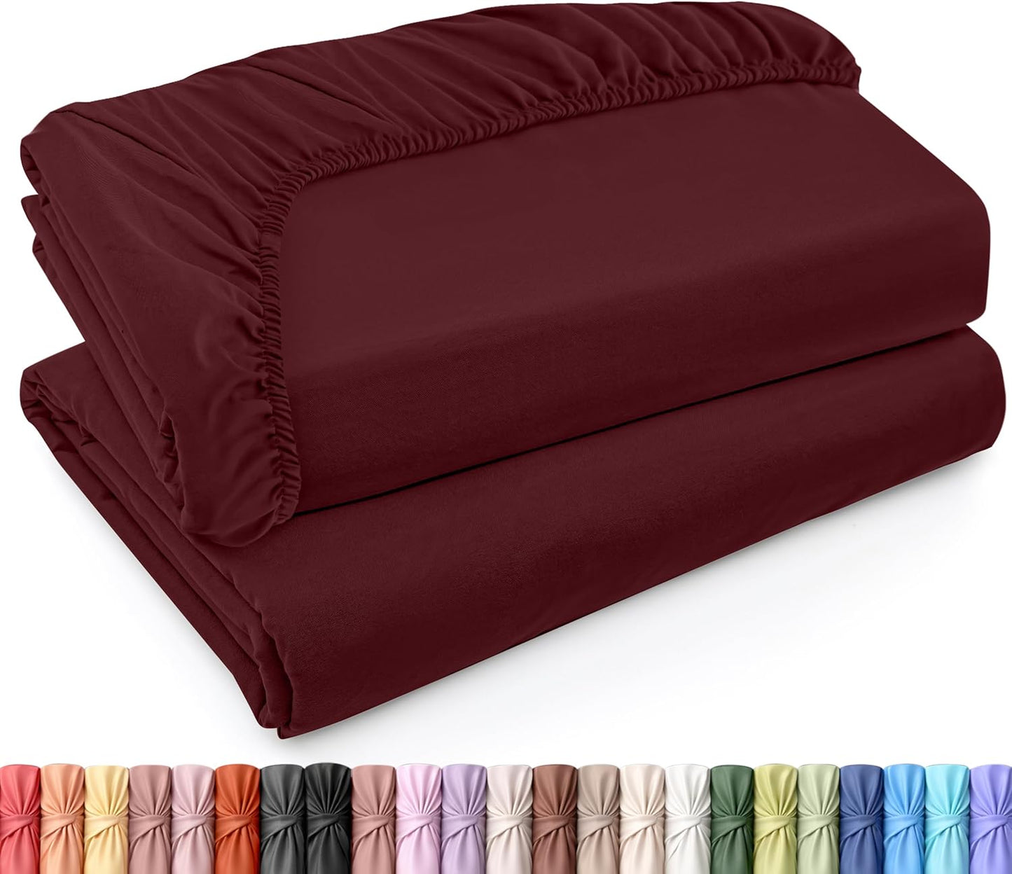 Utopia Bedding Twin XL Fitted Sheets - Soft Brushed Microfiber with Deep Pockets - 2 Pack in Burgundy