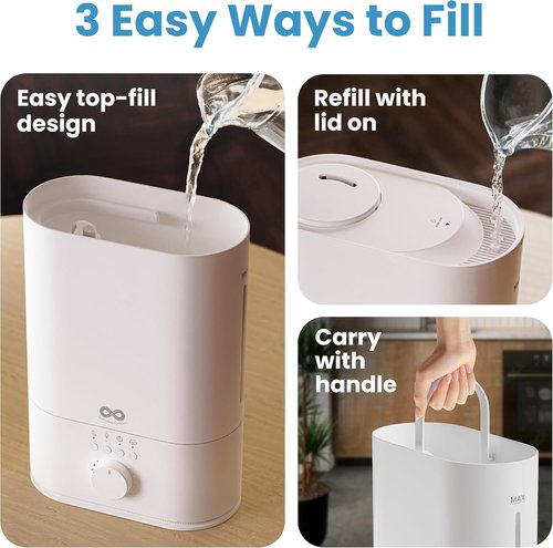 Everlasting Comfort 6L Humidifier - High Mist Output & 60 HR Runtime | Ultrasonic Top Fill for Home & Baby