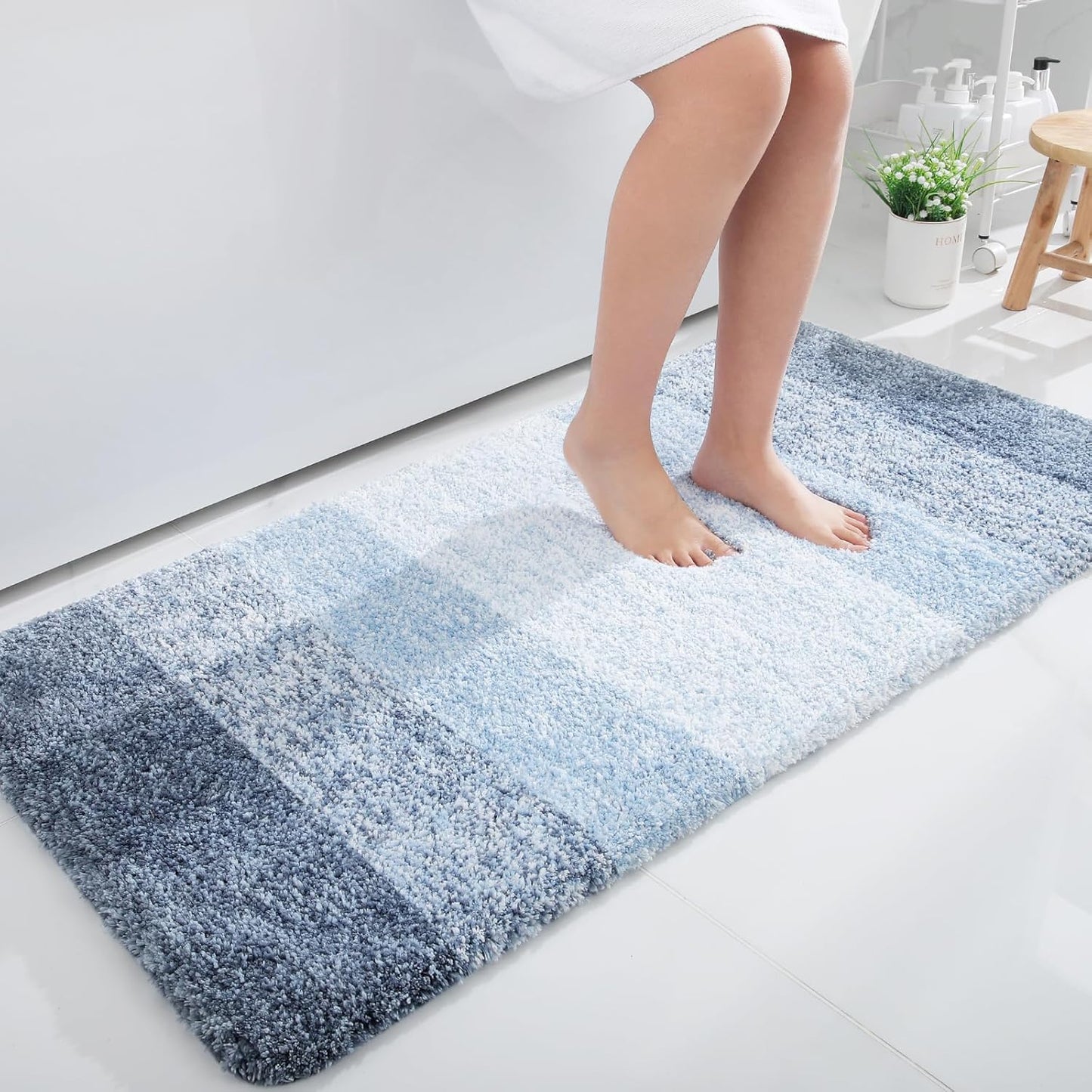 OLANLY Large Bathroom Rugs - Extra Soft Microfiber Mat 40x24 | Quick Dry & Machine Washable, Blue