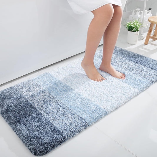 OLANLY Large Bathroom Rugs - Extra Soft Microfiber Mat 45x27 | Quick Dry & Machine Washable - Blue