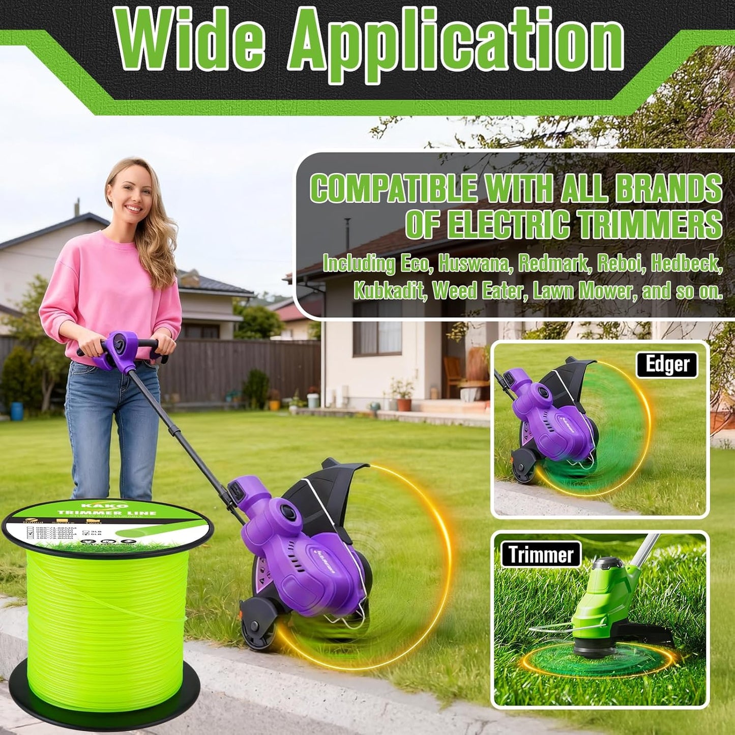 KAKO 105 Trimmer Line - Heavy Duty Nylon Round String for Weed Eaters | 0.105" x 1050ft, 5lb