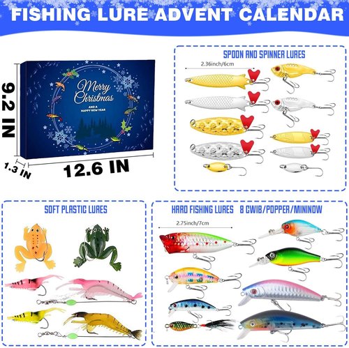 Fishing Advent Calendar 2025 - 24 Days of Premium Fishing Lures | Perfect Christmas Gift for Men