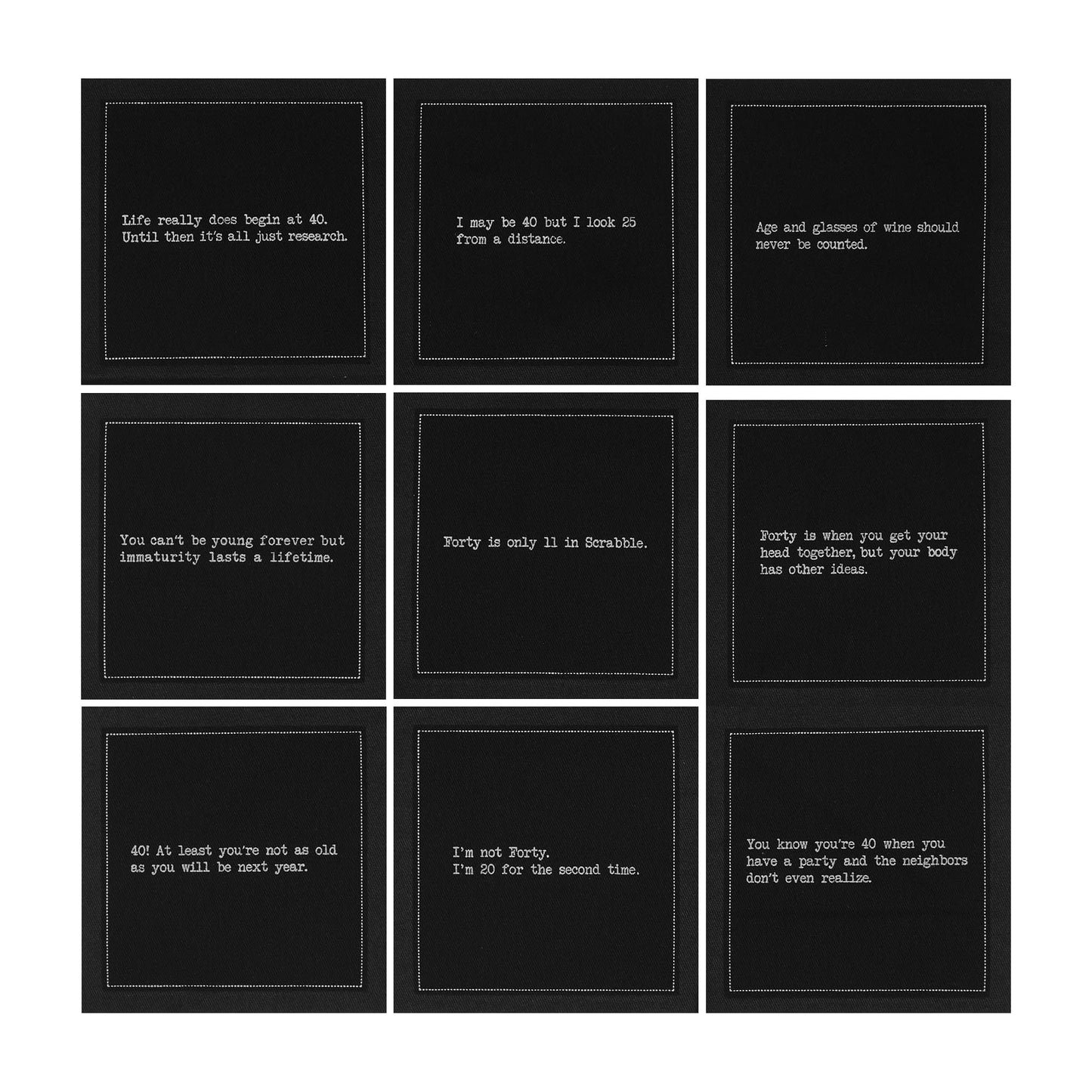 Five Star Funny 40th Birthday Quotes | Black Cotton Cocktail Napkins | 50 Luxury Disposable Beverage Napkins with Witty Bar Quotes | Drink Napkins for Parties, Bars, Weddings & Game Nights