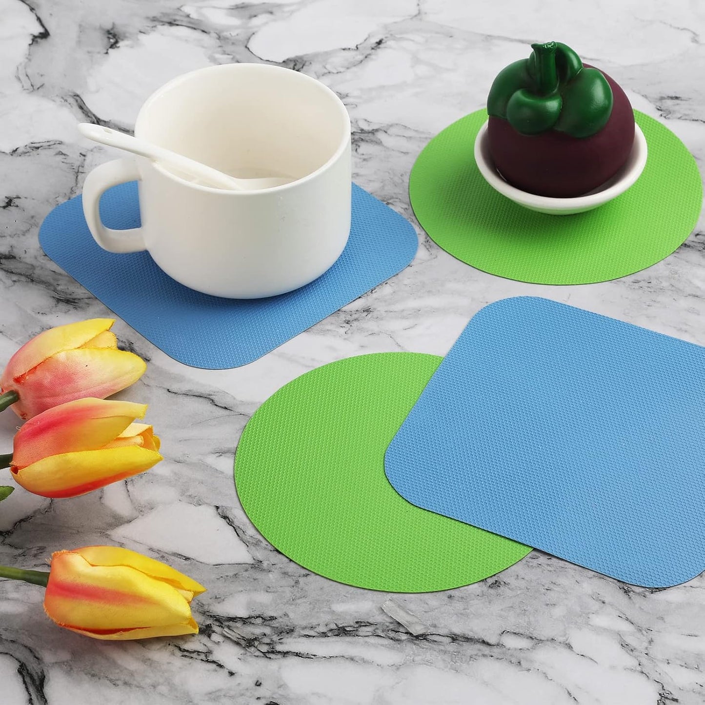 LUTER Multi-Function Silicone Jar Opener - Easy Grip for Seniors | 4-Piece Set in Light Blue & Green