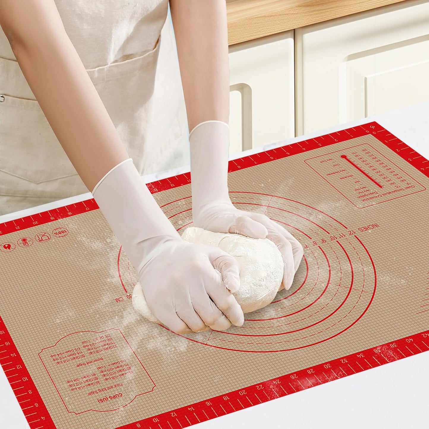 Silicone Pastry Mat - Extra Large 26"x16" Non-Slip Baking Mat with Measurements for Easy Dough Rolling