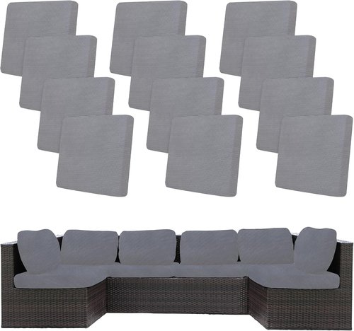 BIETYONE 12Pcs Stretch Patio Cushion Covers - Washable Outdoor Couch Slipcovers for Furniture (Grey)