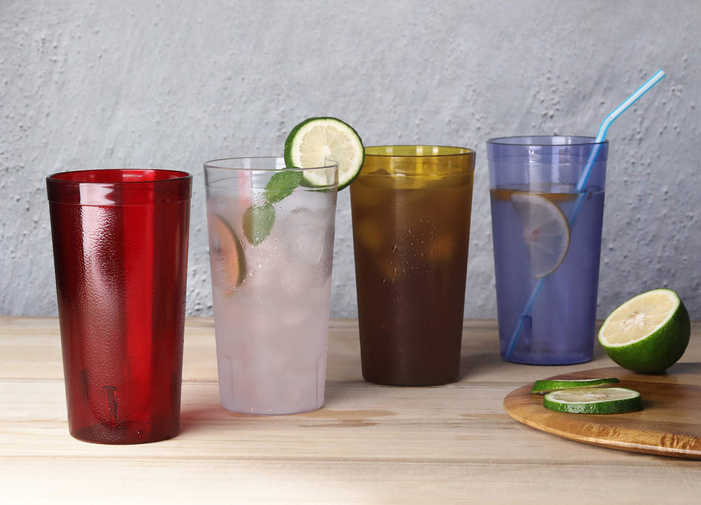 New Star Foodservice Restaurant-Grade Polycarbonate Beverage Tumblers, 16 oz, Blue, Set of 12