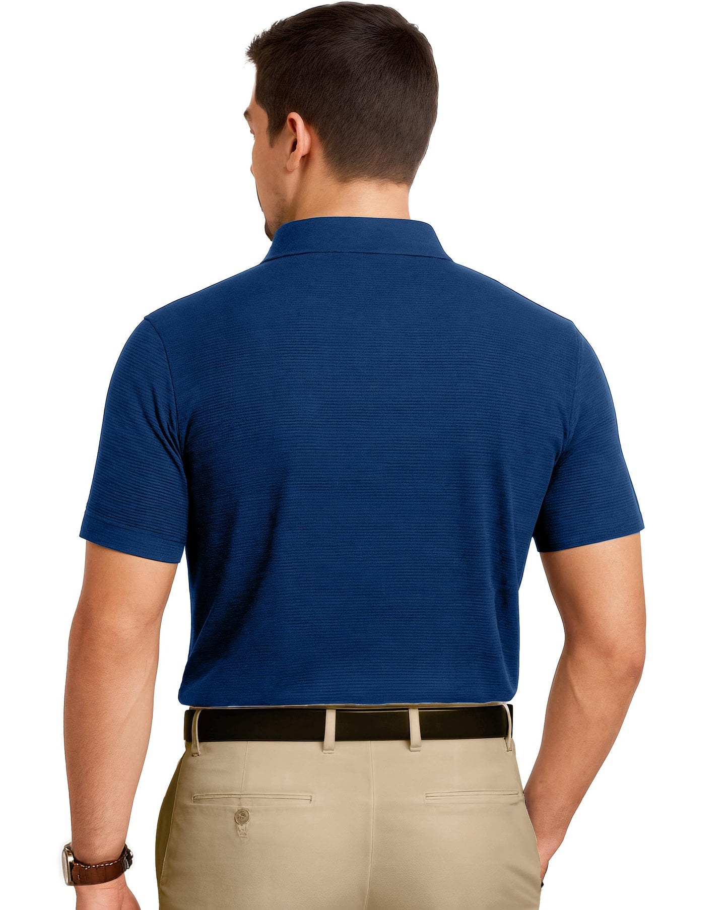 NY Threads Men's Golf Polo Shirt UPF 70+ Regular Fit Moisture Wicking Quick Dry Performance Short Sleeves Polo, Large, Royal Blue