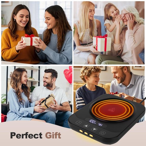 Coffee Mug Warmer for Desk with 9 Temperature Settings, Auto Shut Off, Digital Display, Smart Timing & Reservation, Electric Cup Warmer for Office, Home, Tea, Milk & Beverage Heating (Black)