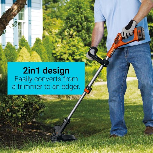 BLACK+DECKER 40V MAX String Trimmer Edger - Cordless 2-in-1 Weed Wacker with Adjustable Pole, Battery & Charger Included