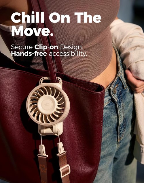 Diveblues Portable Handheld Fan - 7.4m/s Turbo Speed | 180° Foldable 4-in-1 Neck Fan with USB-C Rechargeable Design
