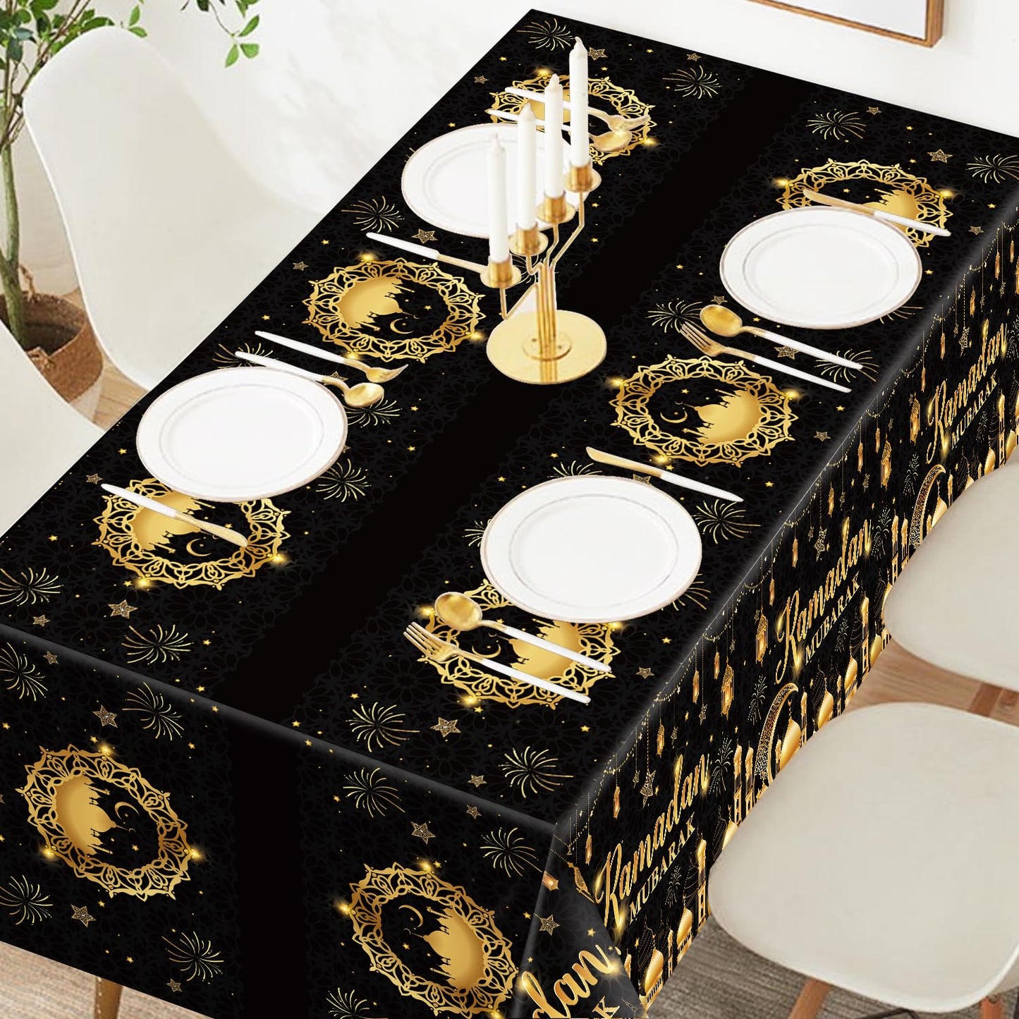 tineit 3 Pieces Ramadan Table Cloth, Ramadan Mubarak Table Decorations, Ramadan Decor Table Covers, Ramadan Decorations for Home Eid Mubarak Table Cloth