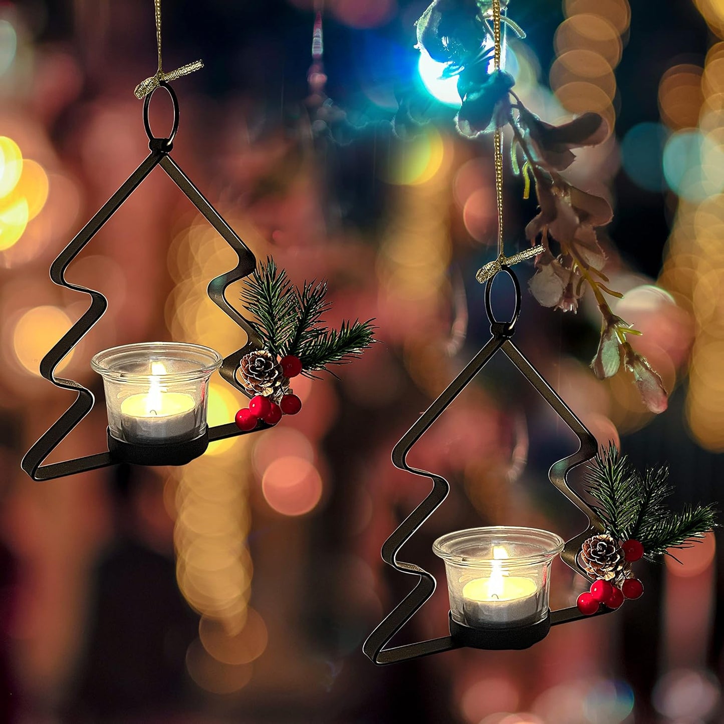 SHMILMH Glass Tealight Candle Holders - Set of 4 Black Votive Holders for Elegant Wall Decor