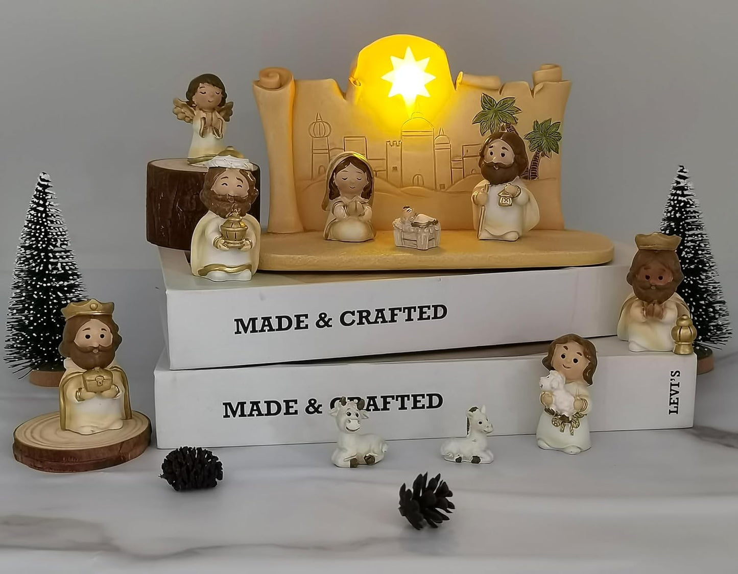 Miniature Holy Family Nativity Figurine - 2.56 Inch Tabletop Christmas Decoration