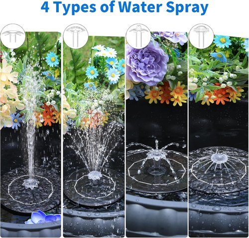 AISITIN Solar Fountain - 3.5W Upgraded Kit with 3 Nozzles & Fixed Brackets for Bird Bath, Garden & Pond