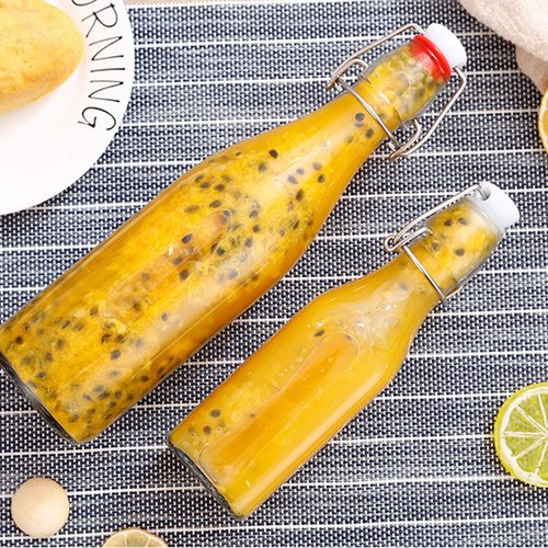 Encheng 32 oz Clear Glass Bottles with Air Tight Lids,Easy Cap Bottle for Beer and Home Brewing,Glass Kombucha Bottles with Stoppers,Swing Top Bottle for Beverages 8 Pack