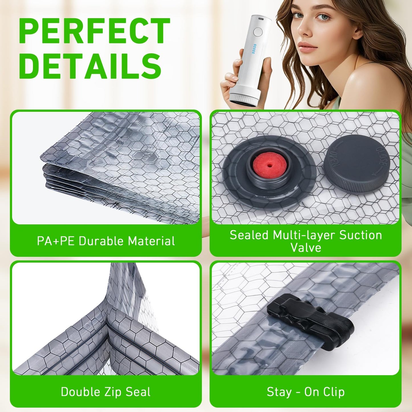 Aaronbird Vacuum Seal Bags for Clothing with Wireless Electric Pump - Travel & Home Use, 15 Pack Ideal Space Saver Vacuum Storage Bags, Ultimate Travel Vacuum Bags for Luggage