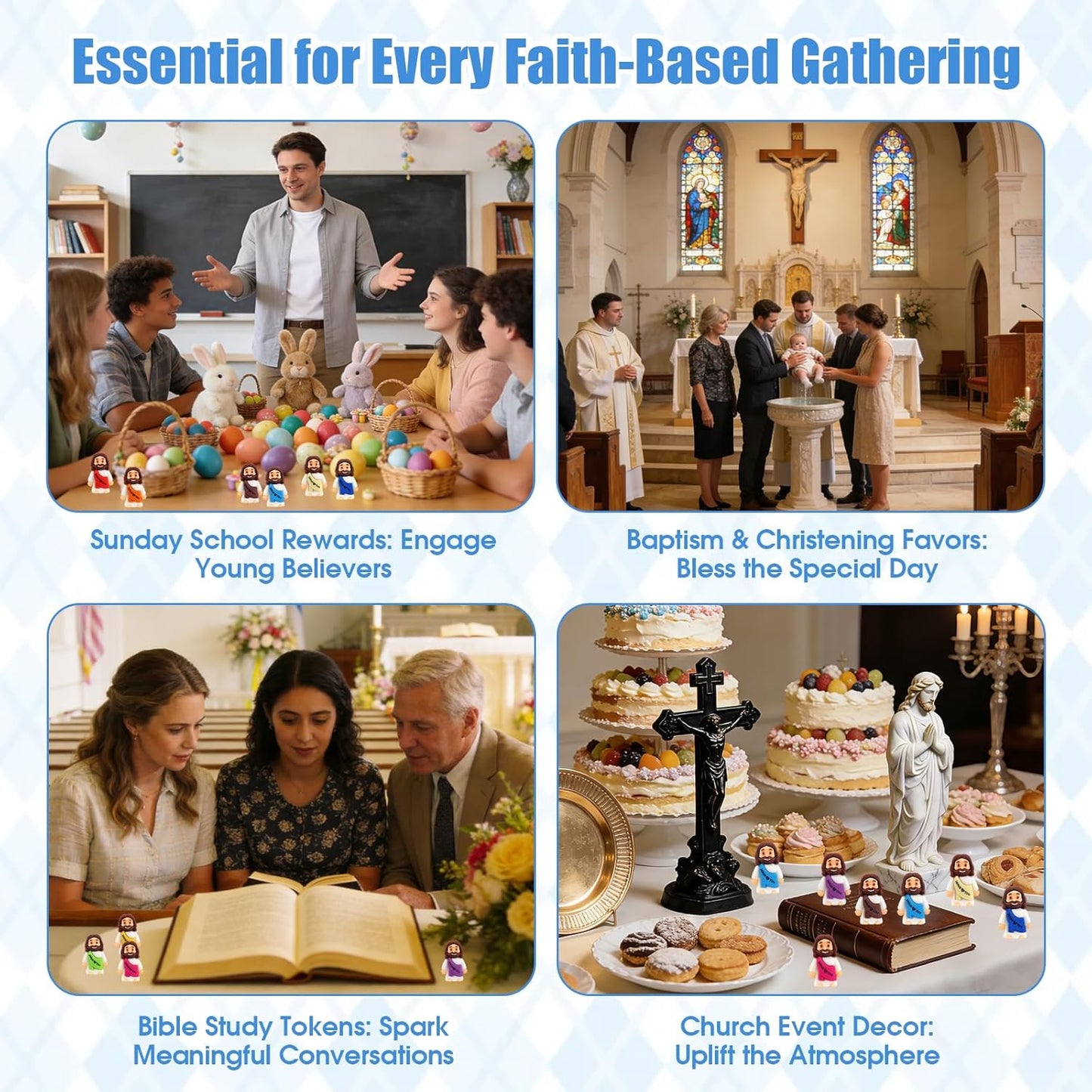 Little Jesus Figures by [Brand Name] - 80pcs Mini Jesus Figurines for Easter Eggs & Baptism Party Favors