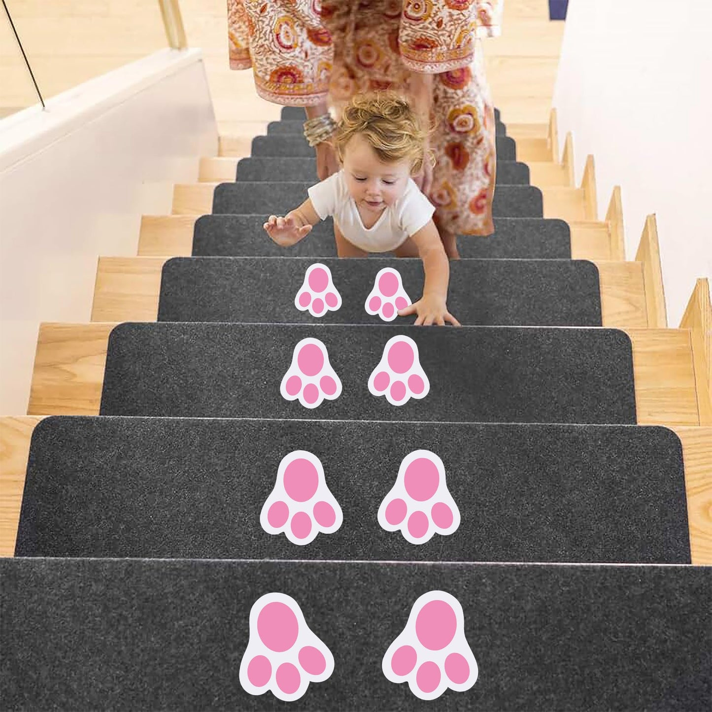 Wonmon 80 PCS Removable Easter Bunny Paw Prints Stickers, Easter Bunny Feet Stickers Rabbit Paw Decal Bunny Paw Print Clings for Home Office Classroom Floor Easter Party Favor Decorations