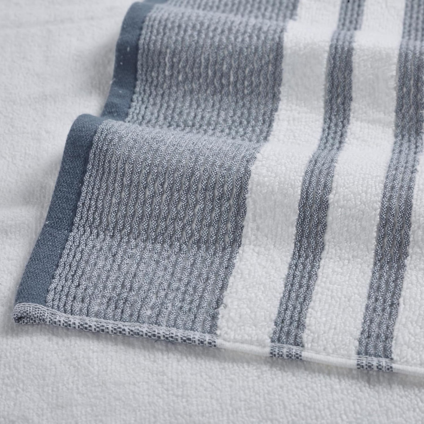 Modern Threads 6-Piece Towel Set - 100% Cotton, Quick Dry & Ultra Absorbent - 2 Bath, 2 Hand, 2 Washcloths (White/Reinhart Blue)
